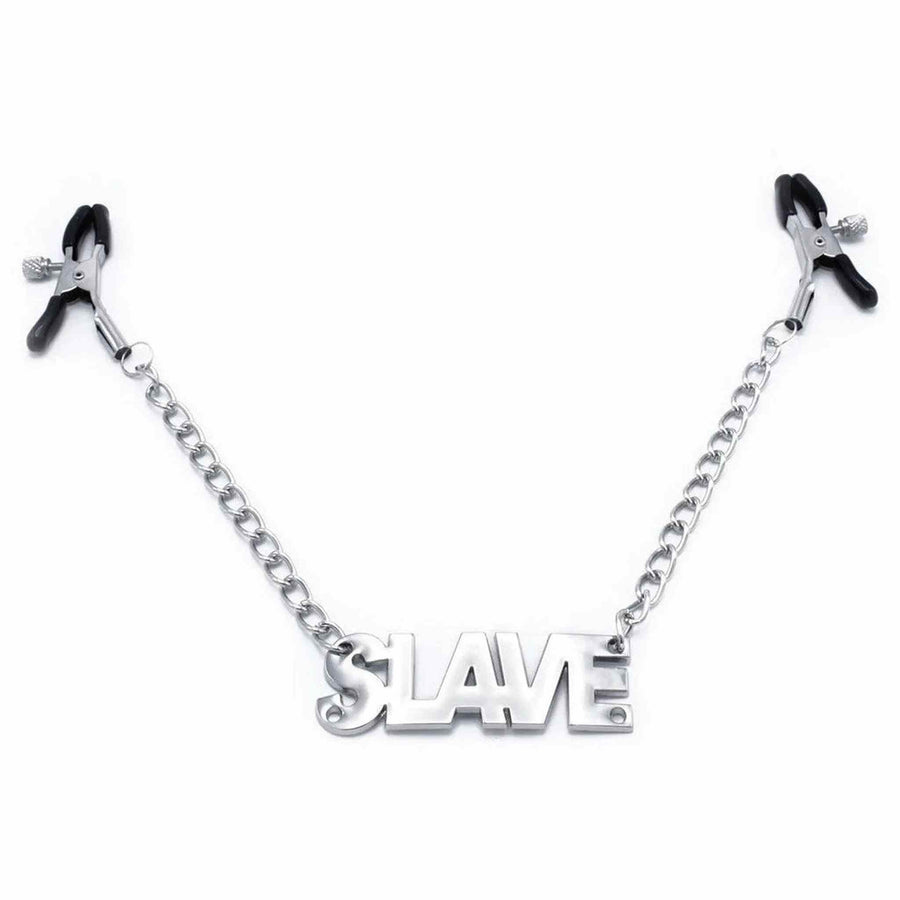 Nippelklemme mit Kette und „Slave“-Anhänger