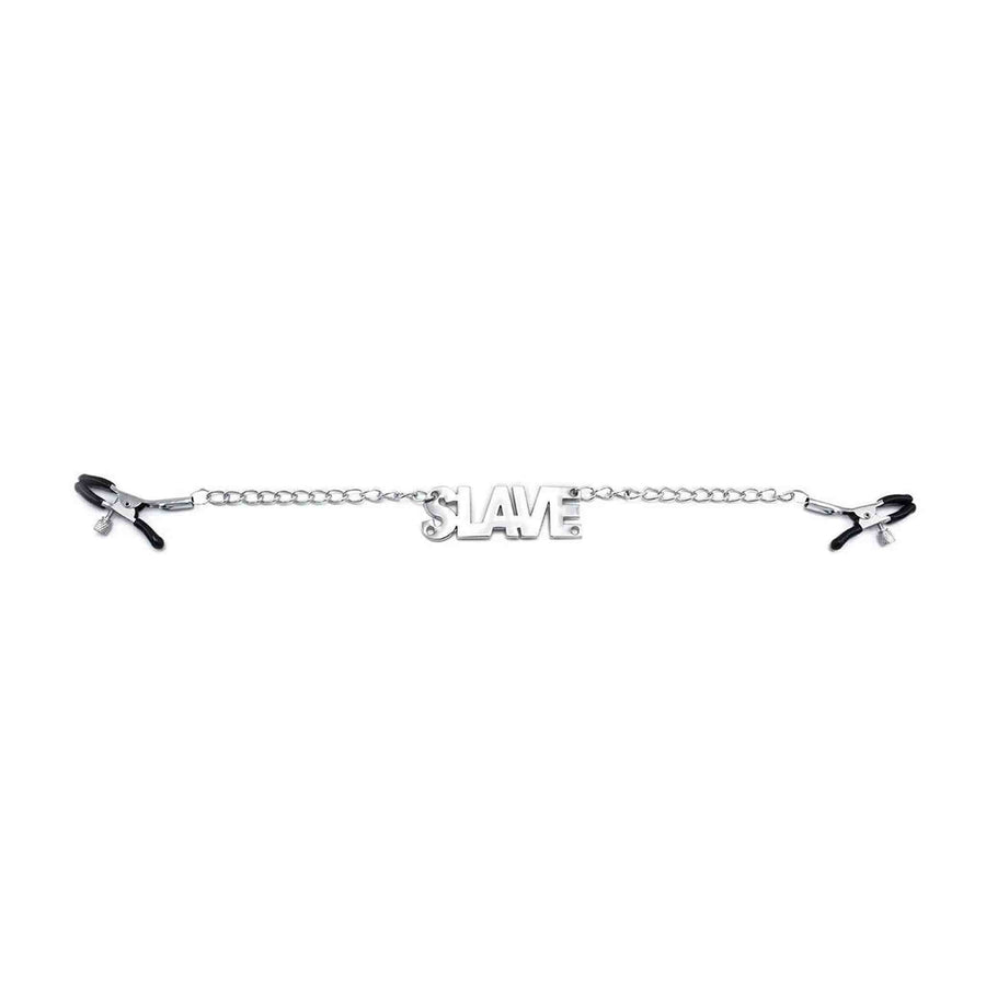 Nippelklemme mit Kette und „Slave“-Anhänger