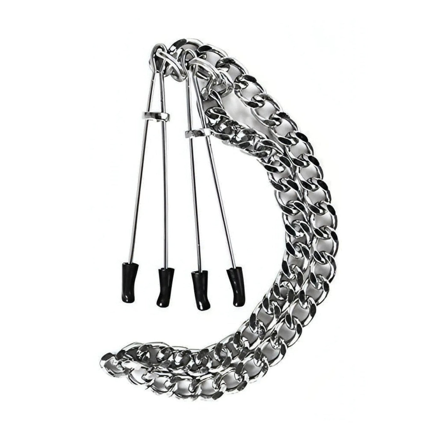 Pinze per capezzoli modello giapponese con catena media 45.7 cm e punte in PVC nero
