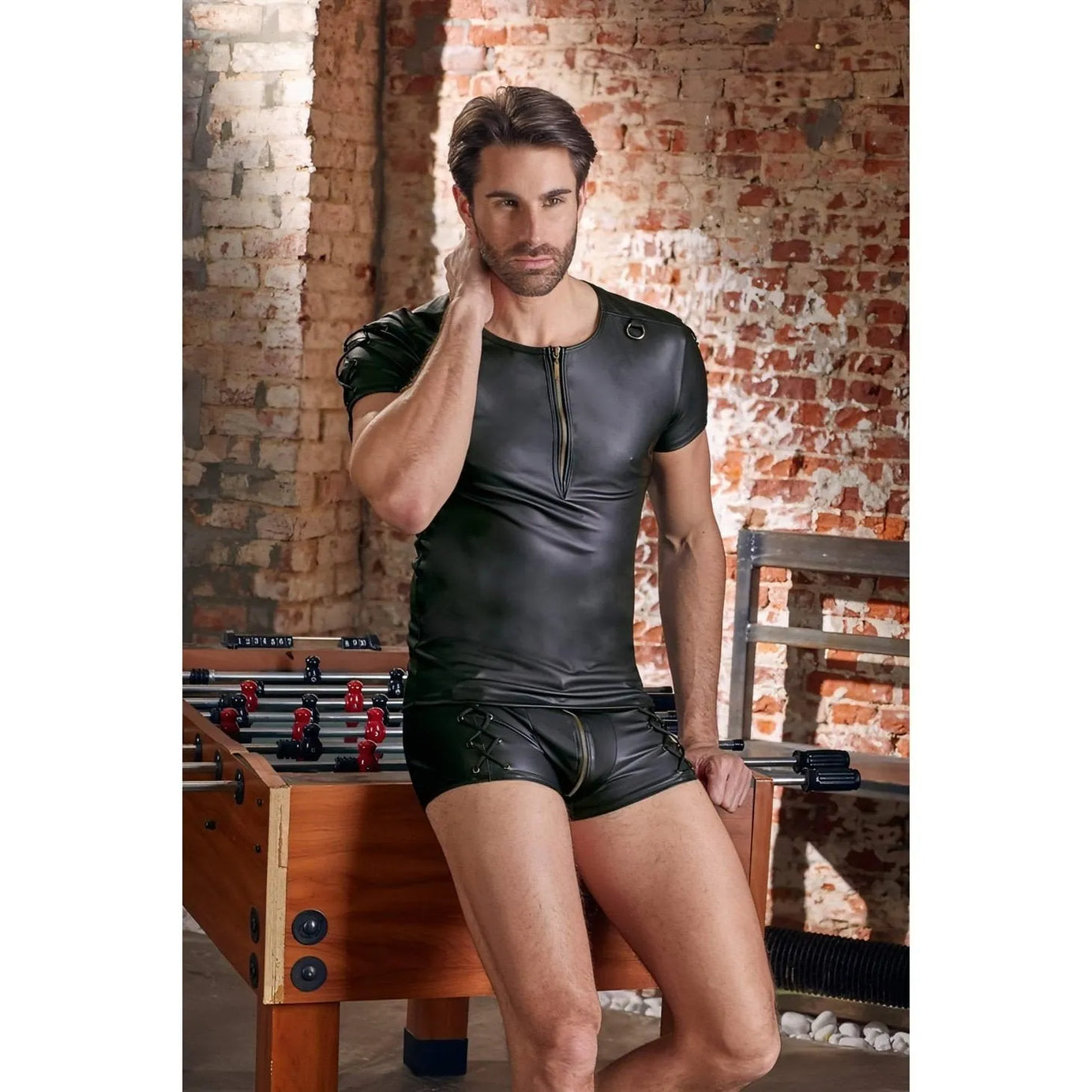 T-Shirt Uomo Sexy Con Cerniera Sul Petto
