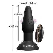 Plug anale nero dimensioni 14,9 cm con telecomando wireless e indicatori vibrazione
