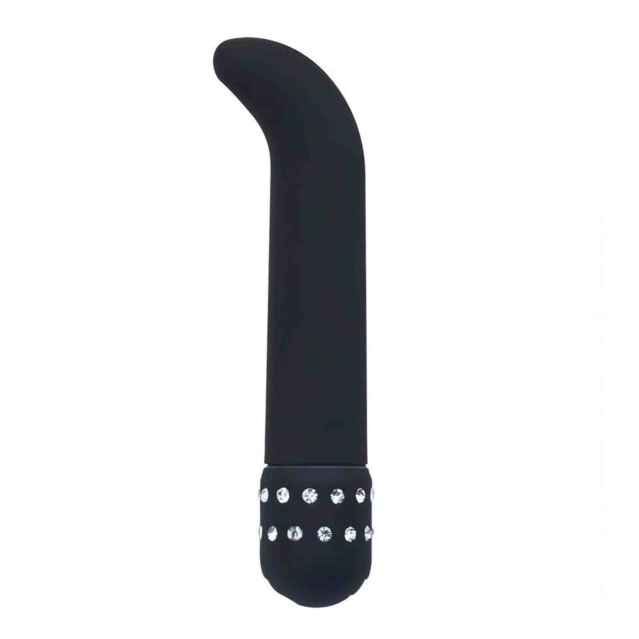 Silicone G-Spot Vibrator 15 cm with diamonds - Multispeed, Black