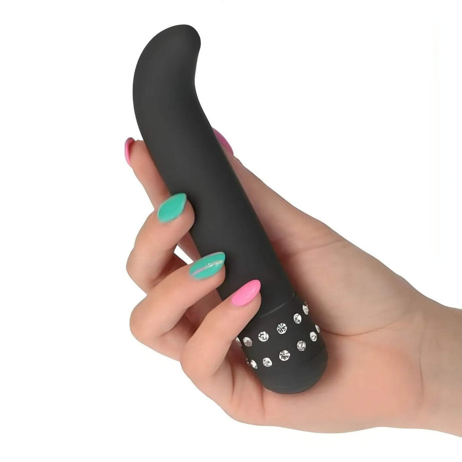 Silicone G-Spot Vibrator 15 cm with diamonds - Multispeed, Black