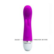 Vibratore Rabbit Christ con funzione di tickling - Viola/Bianco