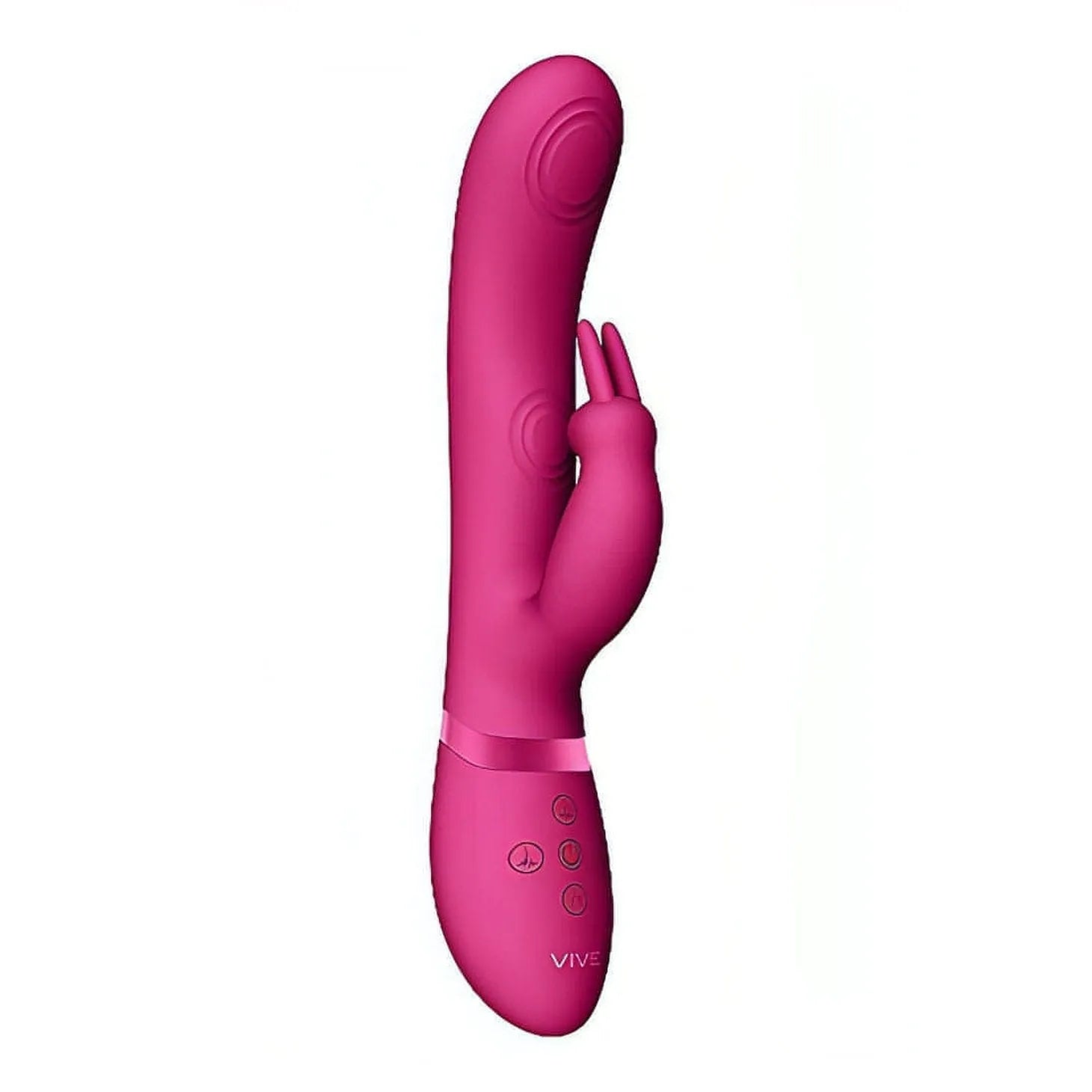 Vibratore Rabbit con movimento di pulsazione interno e stimolatore clitorideo - Fucsia - GoEstasy