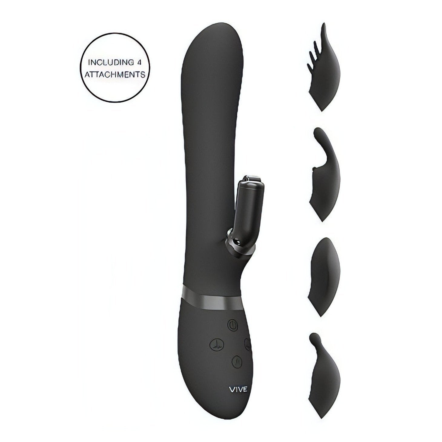 Vibratore Rabbit con movimento di pulsazione interno e stimolatore clitorideo - Nero Vive