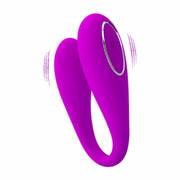 Vibratore coppia August viola acceso con anello metallico pulsante