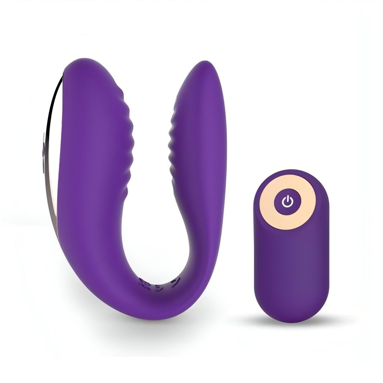 Vibratore di coppia in silicone medicale con telecomando wireless - Ricaricabile, Viola - GoEstasy