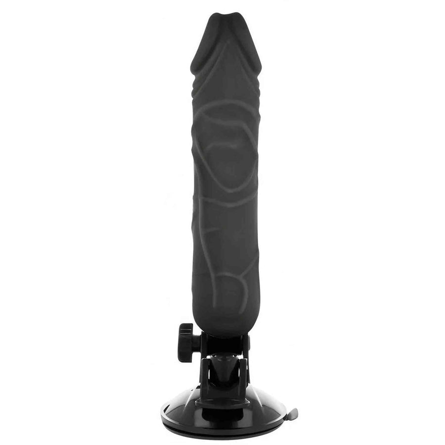 Realistic grained vibrator with adjustable base and suction cup - Black, 20 cm