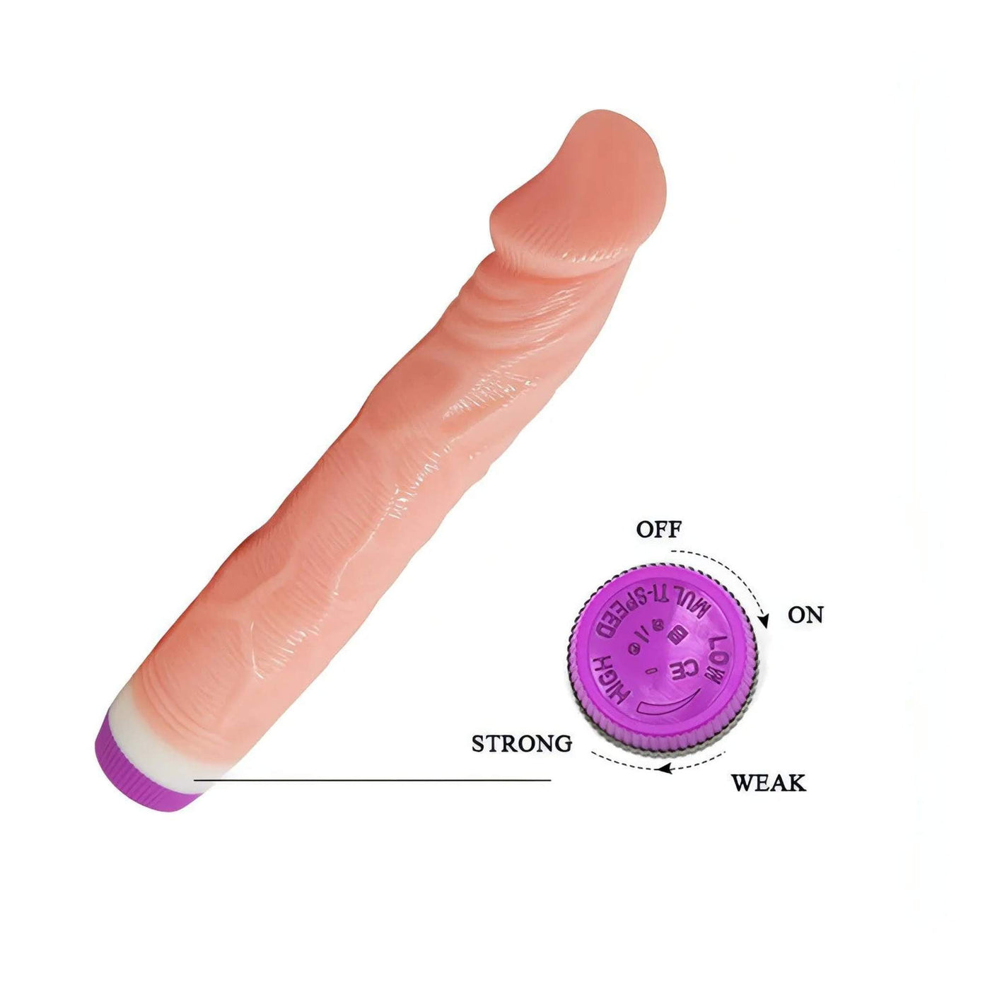 Vibratore realistico con vibrazione multispeed - 22 cm, Rosa Carne