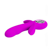 Vibratore a coniglio rosa in silicone morbido con base metallica cromata