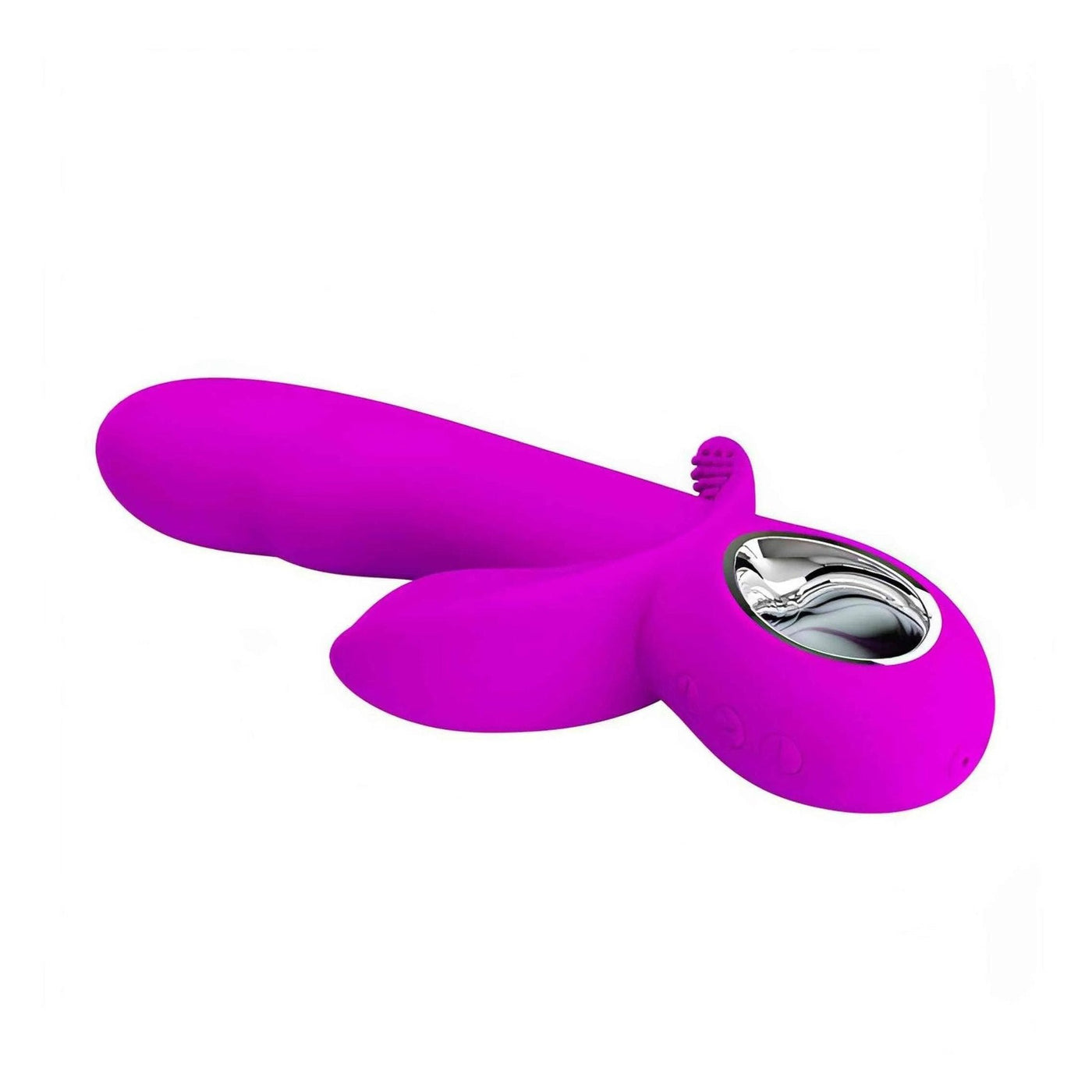 Vibratore rabbit rosa silicone bendable vista laterale ergonomica