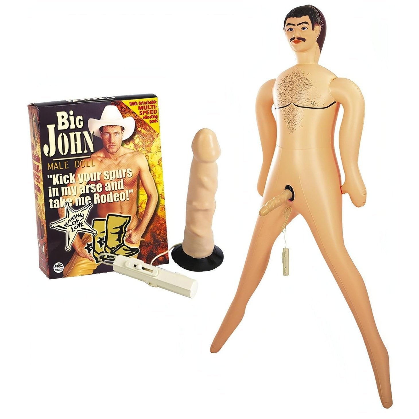 Big John Bambolo gonfiabile con pene vibrante staccabile NMC