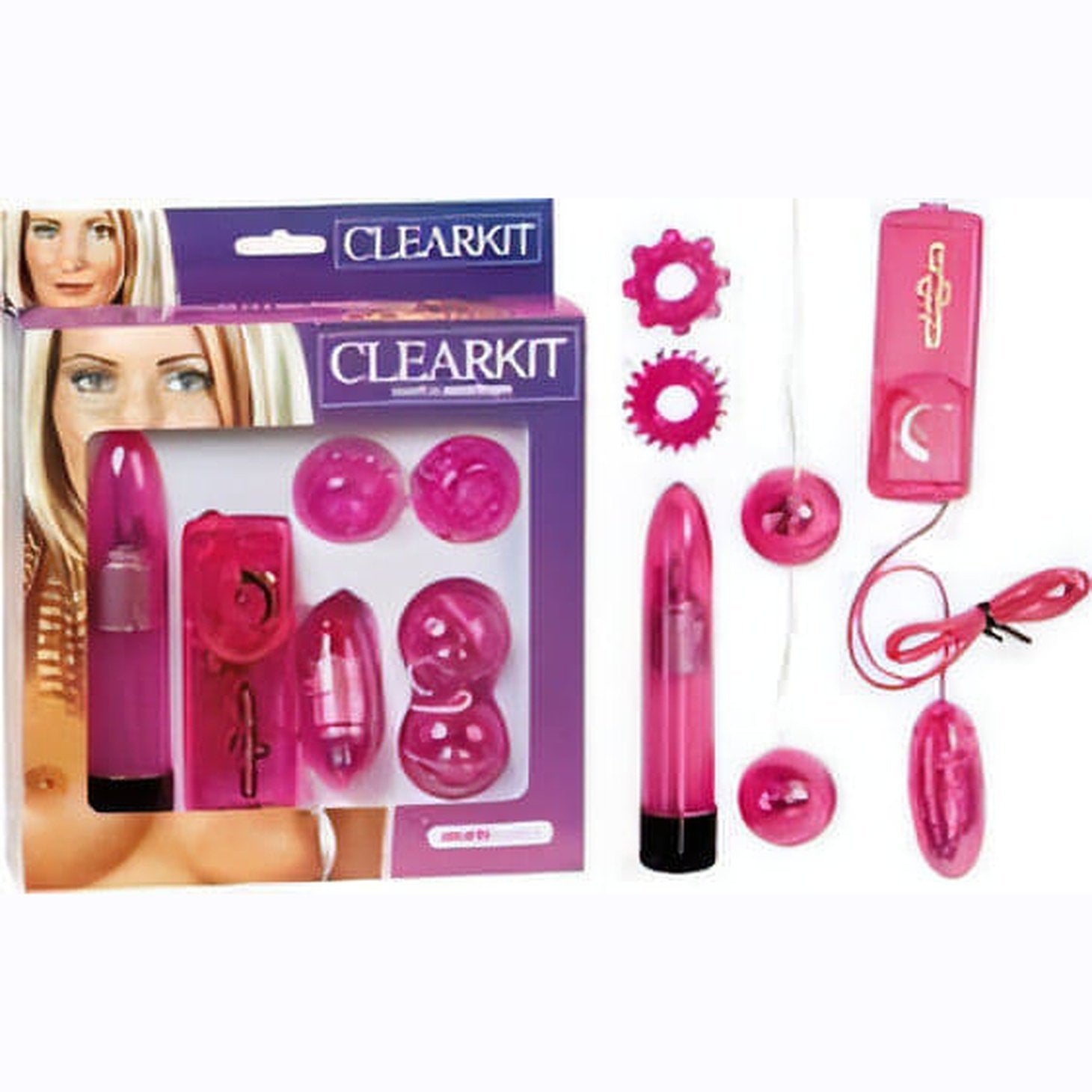 Kit multifunzionale - Vibratore multispeed, ovetto vibrante, anelli fallici e palline vaginali Seven Creations