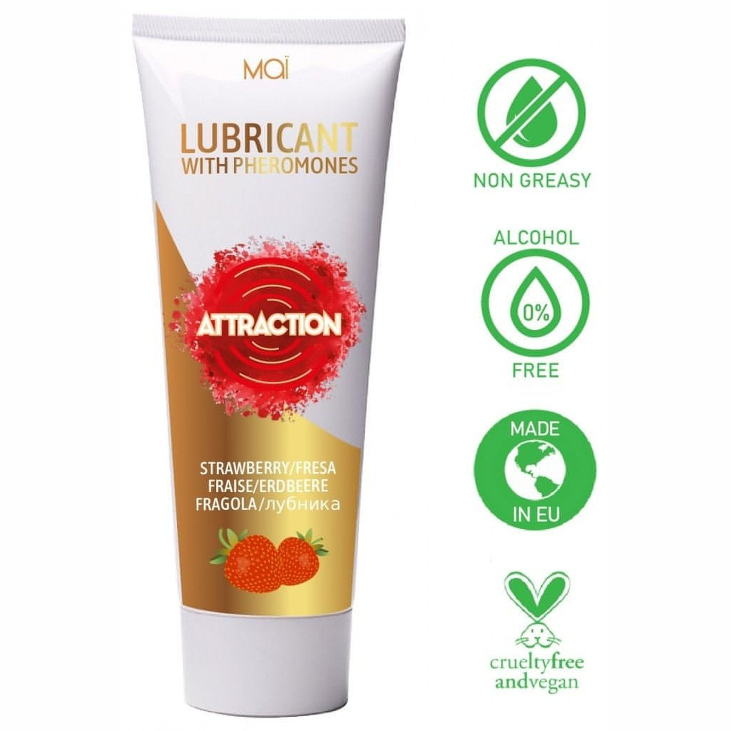 Lubrificante a base acquosa contenente feromoni aromatizzato al gusto di fragola - 75 ml MaÏ