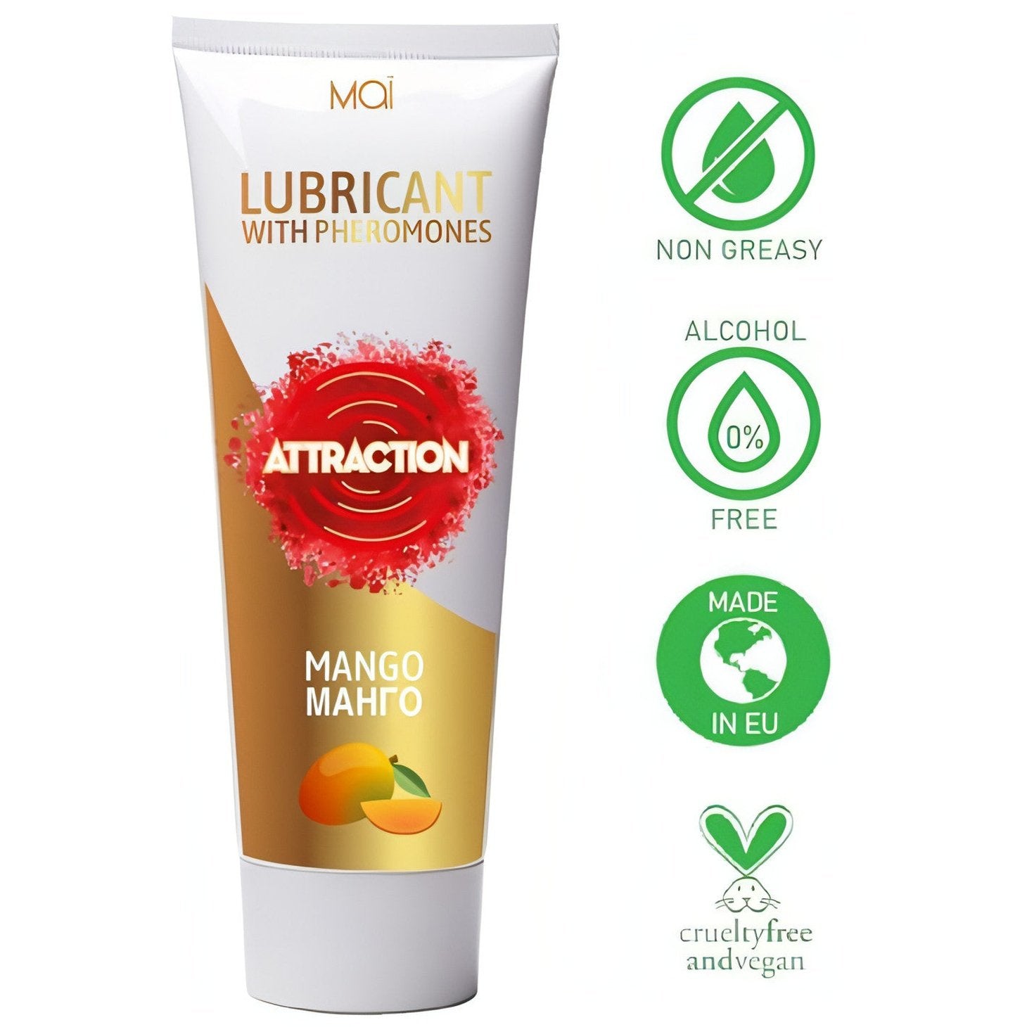 Lubrificante a base acquosa contenente feromoni aromatizzato al gusto di mango - 75 ml MaÏ