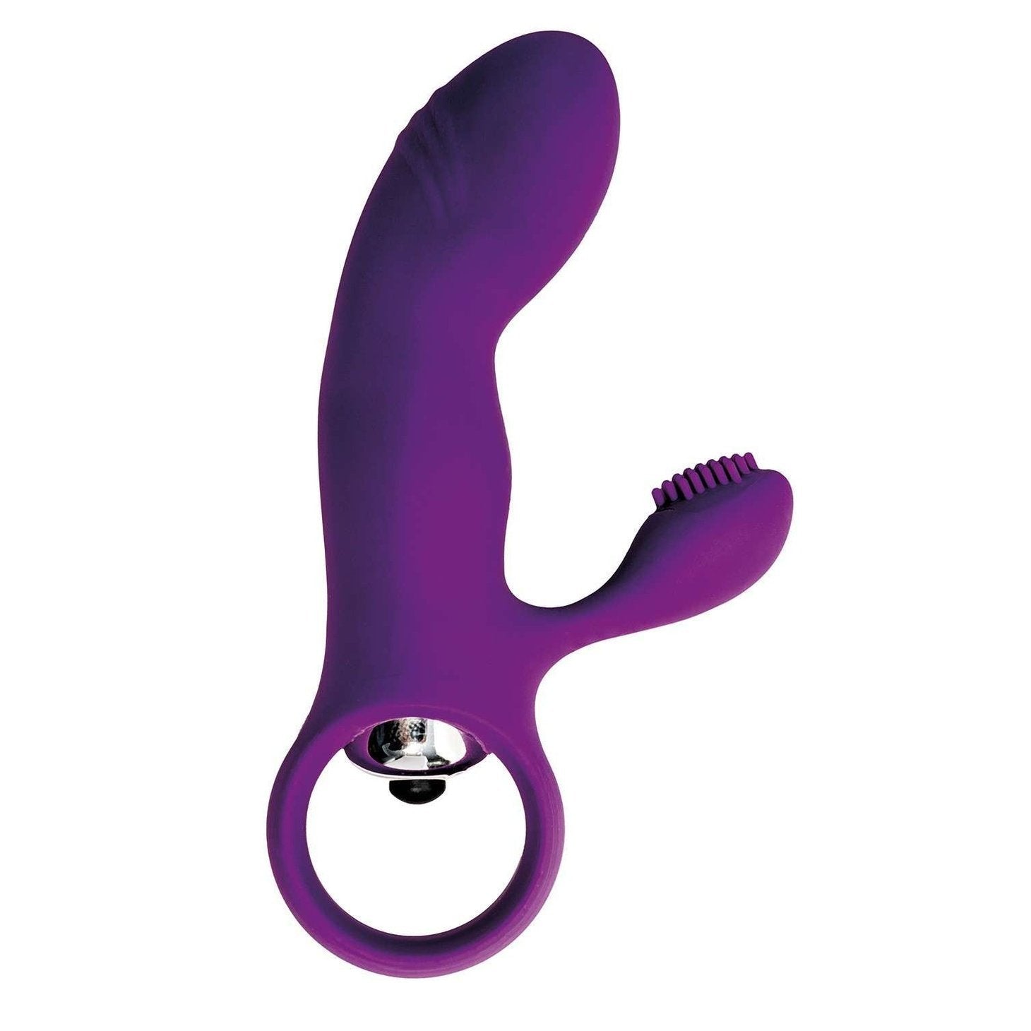 Mini Vibratore Rabbit (stimolazione interna ed esterna) in 100% puro Silicone - Viola, Batteire Incluse Virgite