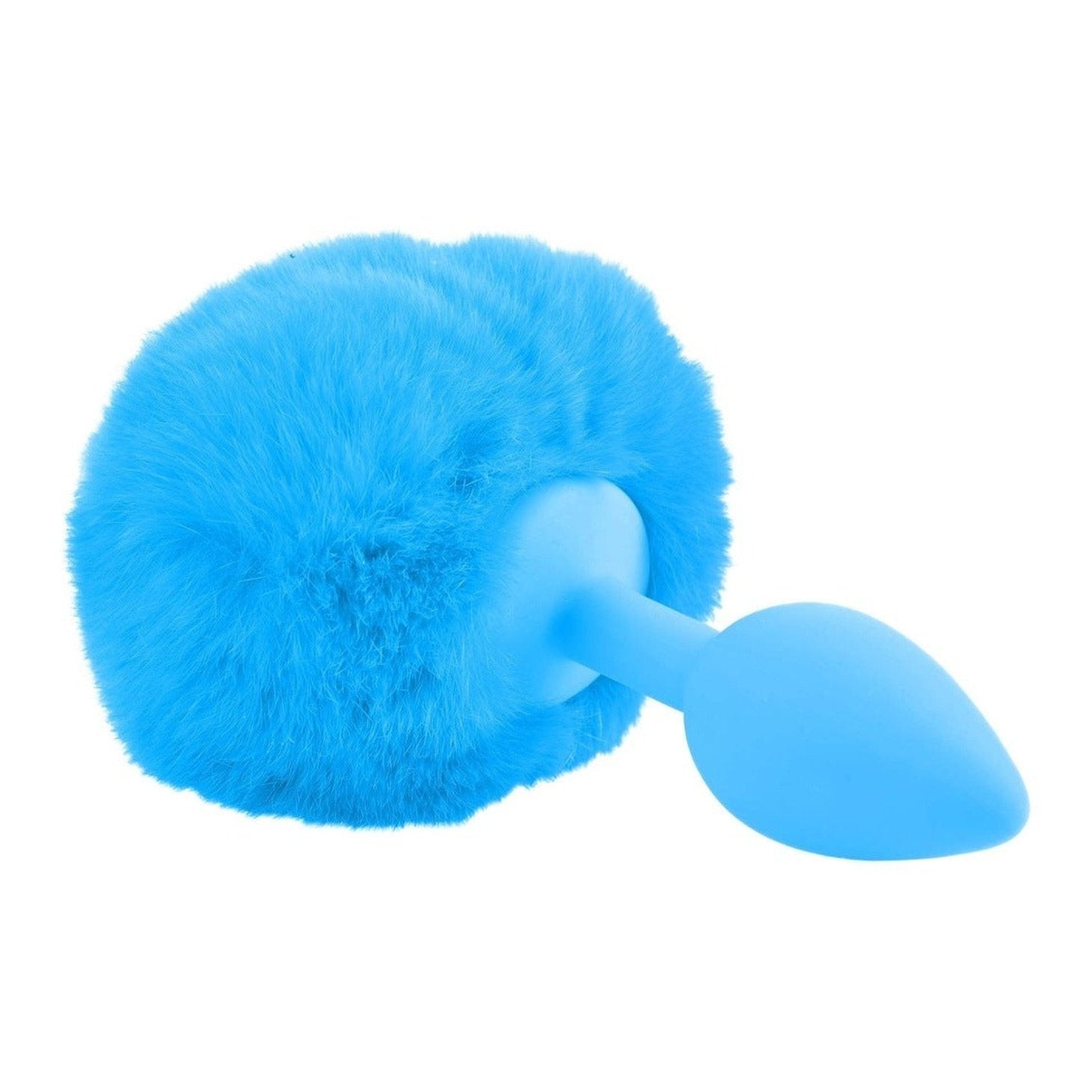 Neon Bunny Tail Azzurro - Mini plug anale con pon pon Pipedream