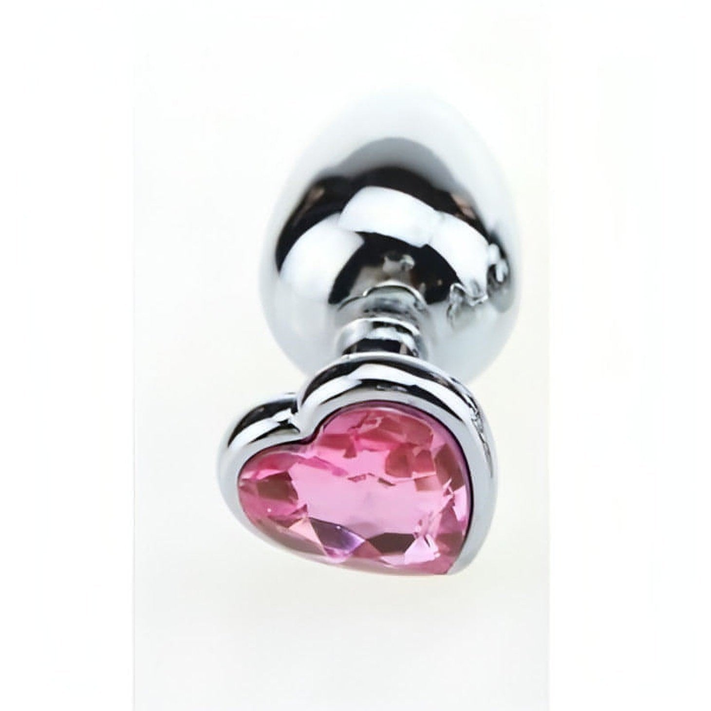 Plug anale in metallo con swarovsky a forma di cuore - Rosa, Large Toyz4lovers