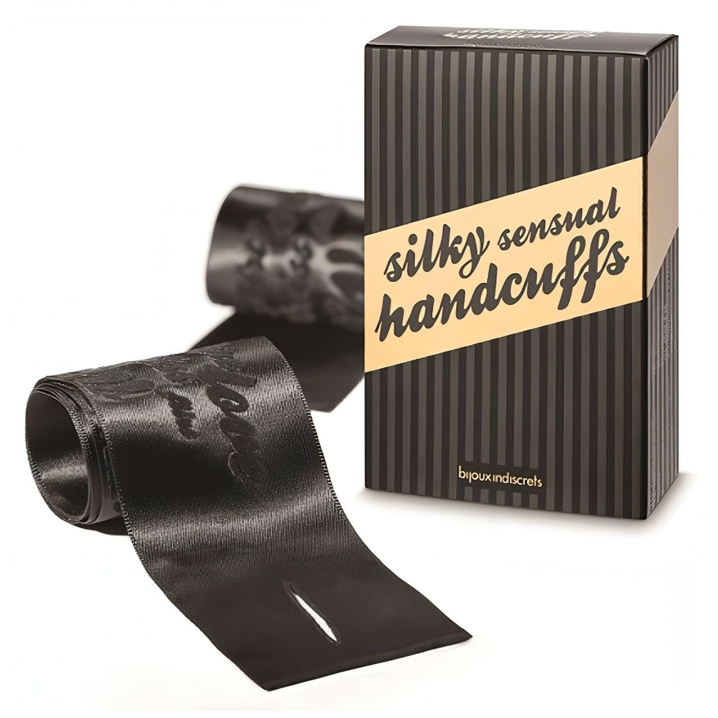 Silky Sensual Handucffs - Benda a fascia per occhi o Manette setate - Nero Bijoux Indiscrets